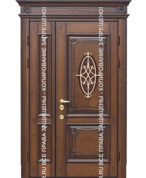 Стальная уличная дверь МДФ с ковкой/стеклом 3126 Стальная уличная дверь МДФ с ковкой/стеклом 3126