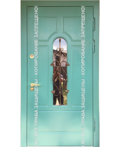 Металлическая входная уличная дверь МДФ с ковкой/стеклом 3089 Металлическая входная уличная дверь МДФ с ковкой/стеклом 3089